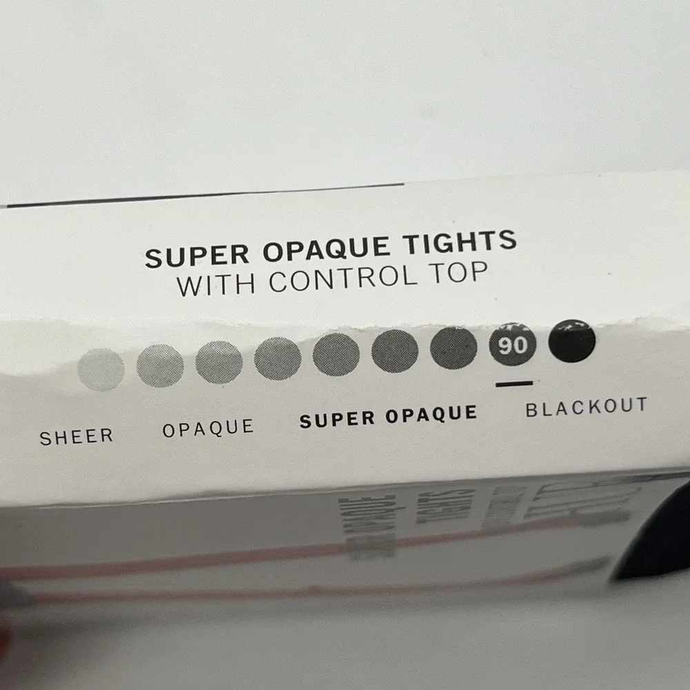 HUE Tights Womens Size 1 Black Super Opaque Control Top 90 Denier Perfit Smooth